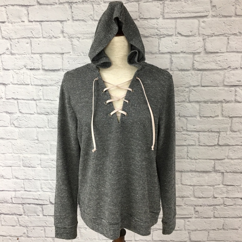 Maurice’s black and white striped hoodie, M